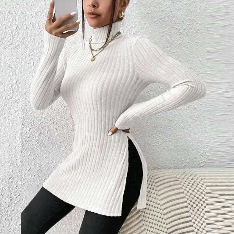 Damen Herbst-und Winter pullover mit hohem Hals unterteil