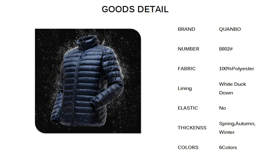 Leichte, wasserabweisende, verstaubare Pufferjacke für Herren, 2023, Neuheiten, Herbst-Winter, männliche Mode, Stehkragen-Daunenmäntel