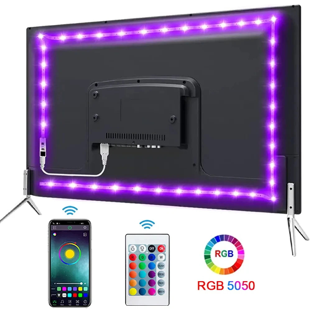 Bluetooth LED Streifen Lichter Smart SMD 5050 APP Fernbedienung Flexible Band Diode Lampe Band TV Hintergrundbeleuchtung Spiel Zimmer Wohnkultur