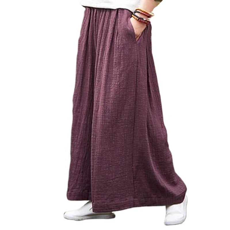 2026 Frühjahrsmode Baumwoll-Weite-Hose Übergröße Damen Locker Lässige Baumwoll-Leinen-Hose Herbst Vintage Lange Hose