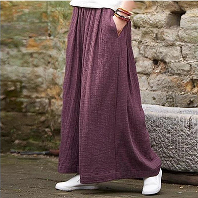 2026 Frühjahrsmode Baumwoll-Weite-Hose Übergröße Damen Locker Lässige Baumwoll-Leinen-Hose Herbst Vintage Lange Hose