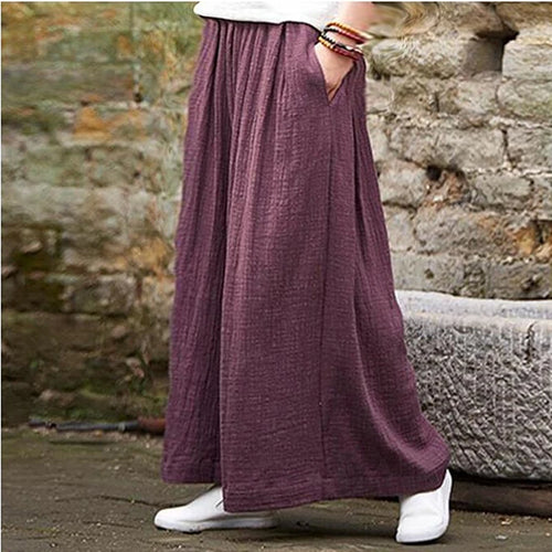 2026 Frühjahrsmode Baumwoll-Weite-Hose Übergröße Damen Locker Lässige Baumwoll-Leinen-Hose Herbst Vintage Lange Hose