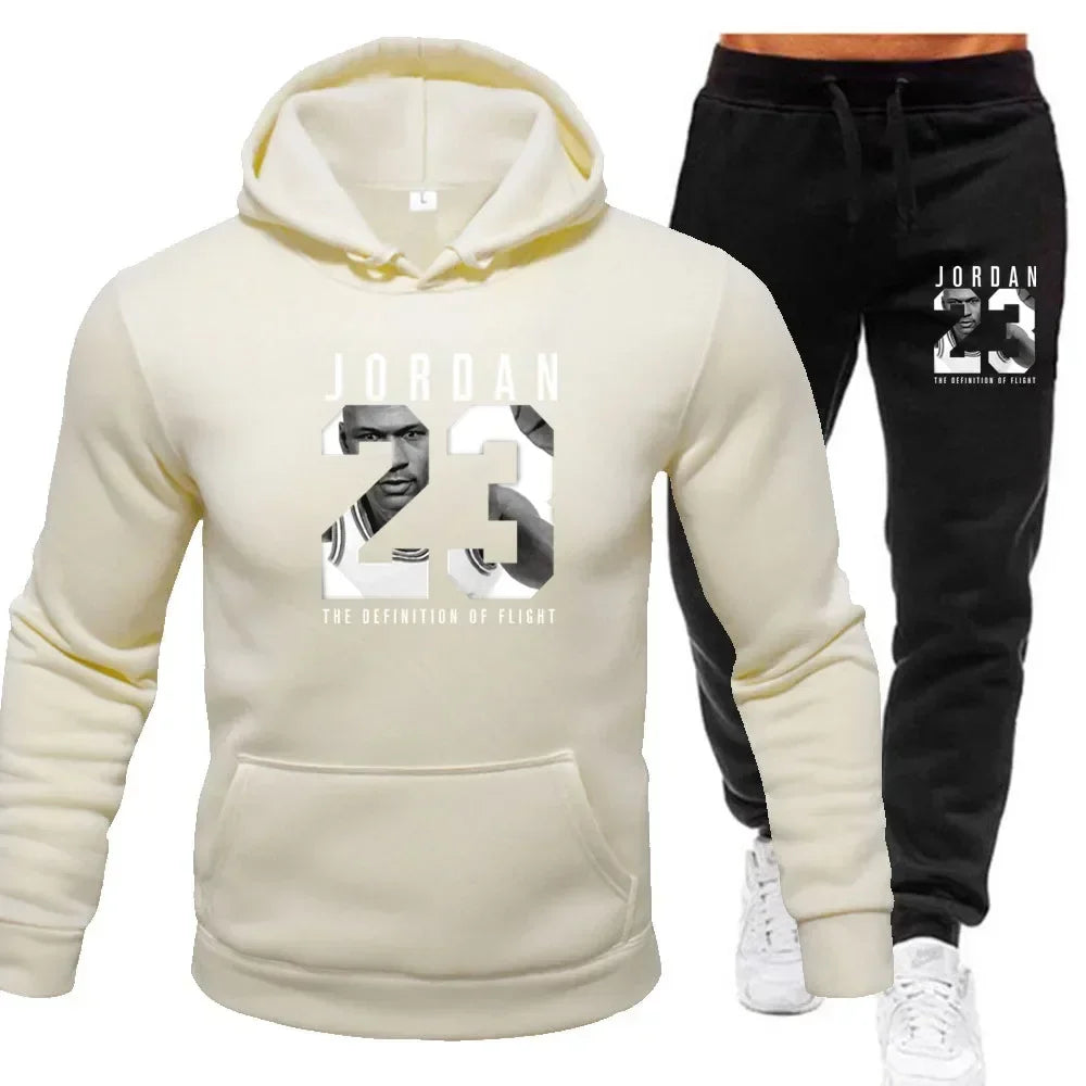 Der Sweatshirt-Hoodie ist ein Herren-Set für den Frühling 2025, ein Damen-Set für Damen-Sportbekleidung mit Kapuzenpullover und Jogginghose