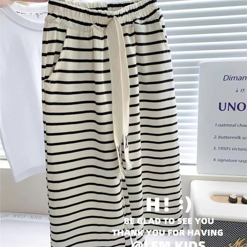 Sommer Mädchen T-Shirt Kleidungssets Kinder Kurzarm-Tops+Gestreifte Hosen 2-teilige Anzüge Mode Lässige Outfits Kinderkleidung 1-8 Jahre