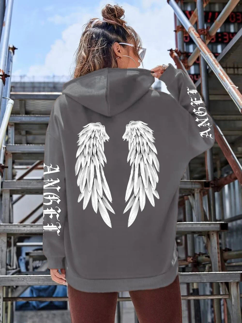 Schöne Engelsflügel bedruckte Hoodies für Damen, warm, bequem, lässig, Kapuzenpullover, modisch, klassisch, locker, originelle Basic-Kleidung