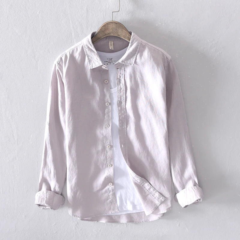 Neue Designer Italien Stil 100 % Leinen Langarm-shirt Männer Marke Casual 5 Farben Solide Weiß Shirts Für Männer top Camisa Chemise