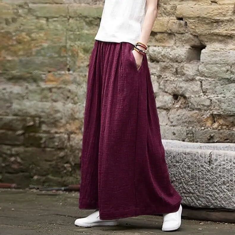2026 Frühjahrsmode Baumwoll-Weite-Hose Übergröße Damen Locker Lässige Baumwoll-Leinen-Hose Herbst Vintage Lange Hose