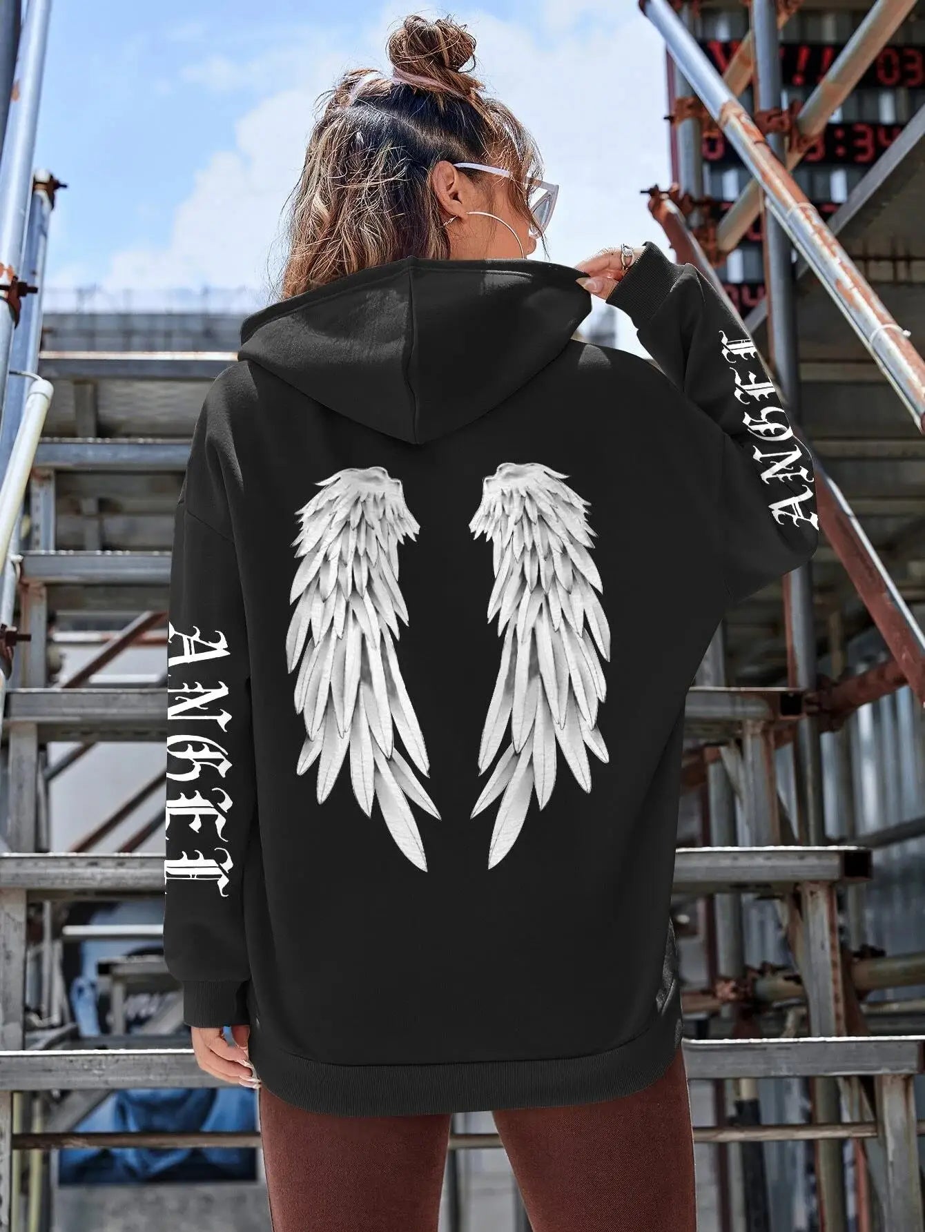 Schöne Engelsflügel bedruckte Hoodies für Damen, warm, bequem, lässig, Kapuzenpullover, modisch, klassisch, locker, originelle Basic-Kleidung