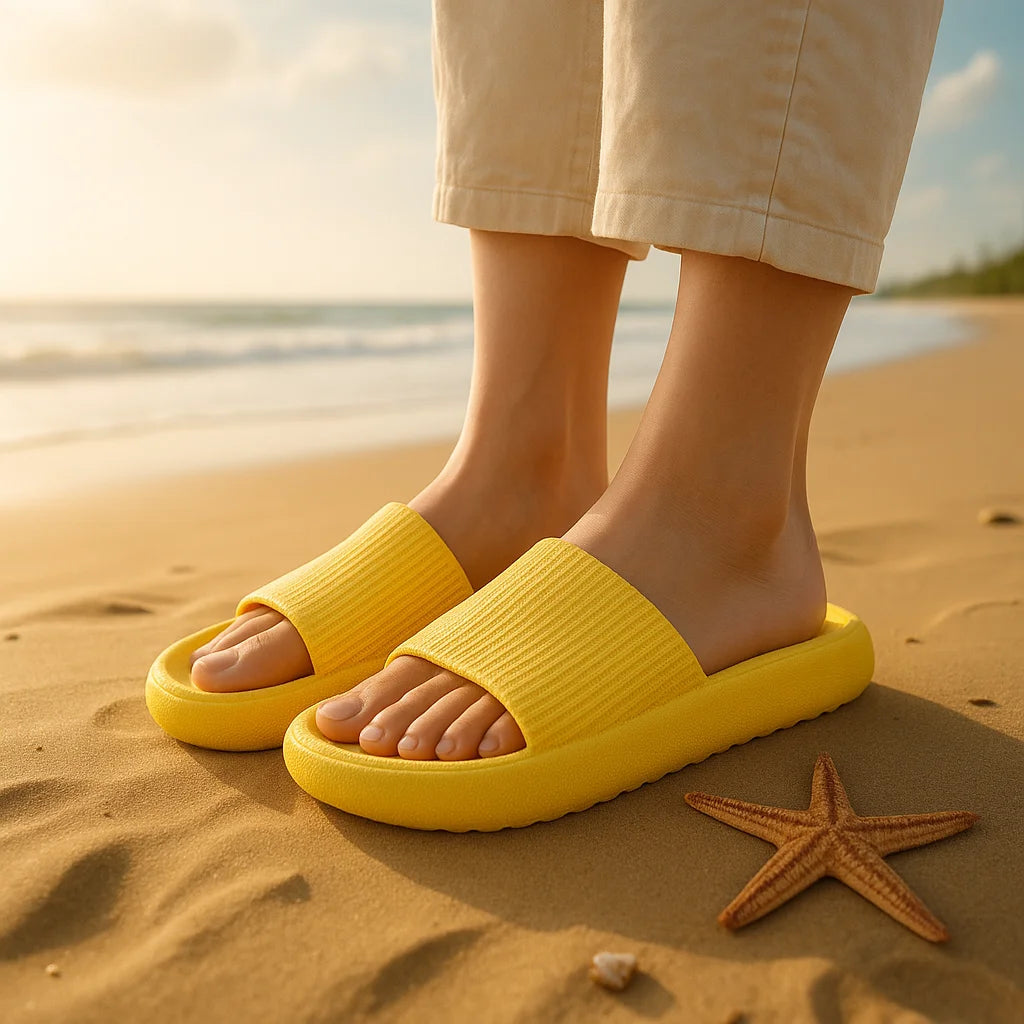 EVA-Strandpantoffeln mit dicker Sohle, 4 cm, wolkenartiger Komfort, Heimgebrauch, Paar, höhenvergrößernde, einfarbige Sommersandalen für den Innenbereich