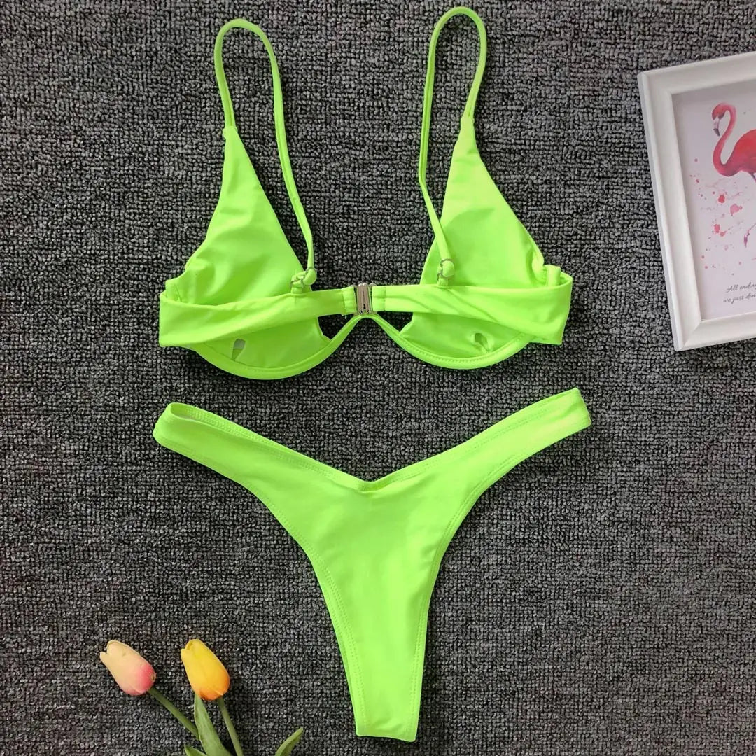 S - XL V-bar Bügel Bikini Weiblichen Badeanzug Frauen Bademode Zwei-stück V-form Draht Bikini set Badende Badeanzug Schwimmen V439