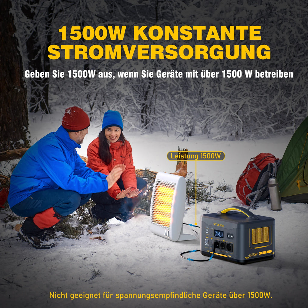 VTOMAN JUMP 1500X Tragbares Kraftwerk Camping LiFePO4-Batterie 828 Wh 1500 W AC-Steckdosen Solargenerator für Zuhause, Wohnmobil, Outdoor