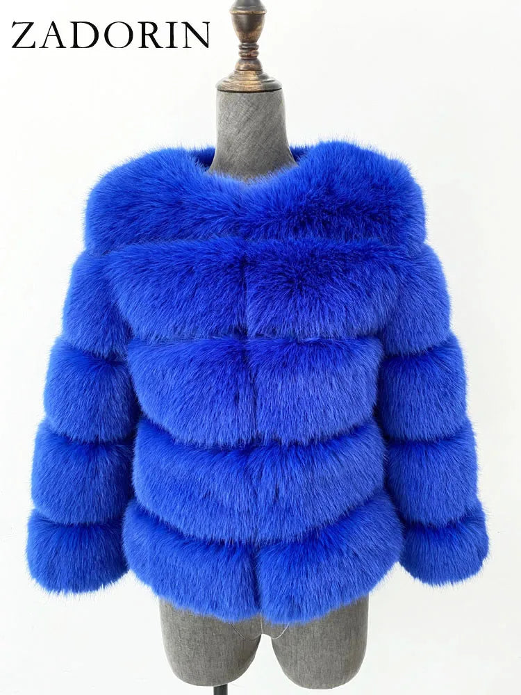 ZADORIN S-6XL Nerz Mantel Winter Schwarz Weiß Faux Pelzmantel Frau Elegante Flauschige Faux Pelz Jacke Top Kurze Pelz Mäntel Frau Kleidung