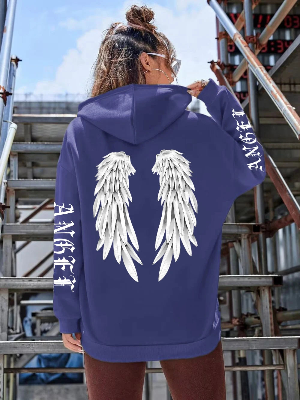 Schöne Engelsflügel bedruckte Hoodies für Damen, warm, bequem, lässig, Kapuzenpullover, modisch, klassisch, locker, originelle Basic-Kleidung
