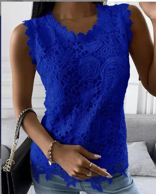 Sommer Mode Spitze Bluse Frau Jacquard Ärmellose Casual Frauen Shirts Vintage Lose Blumen Weste Tops Blusas Mujer y2k kleidung