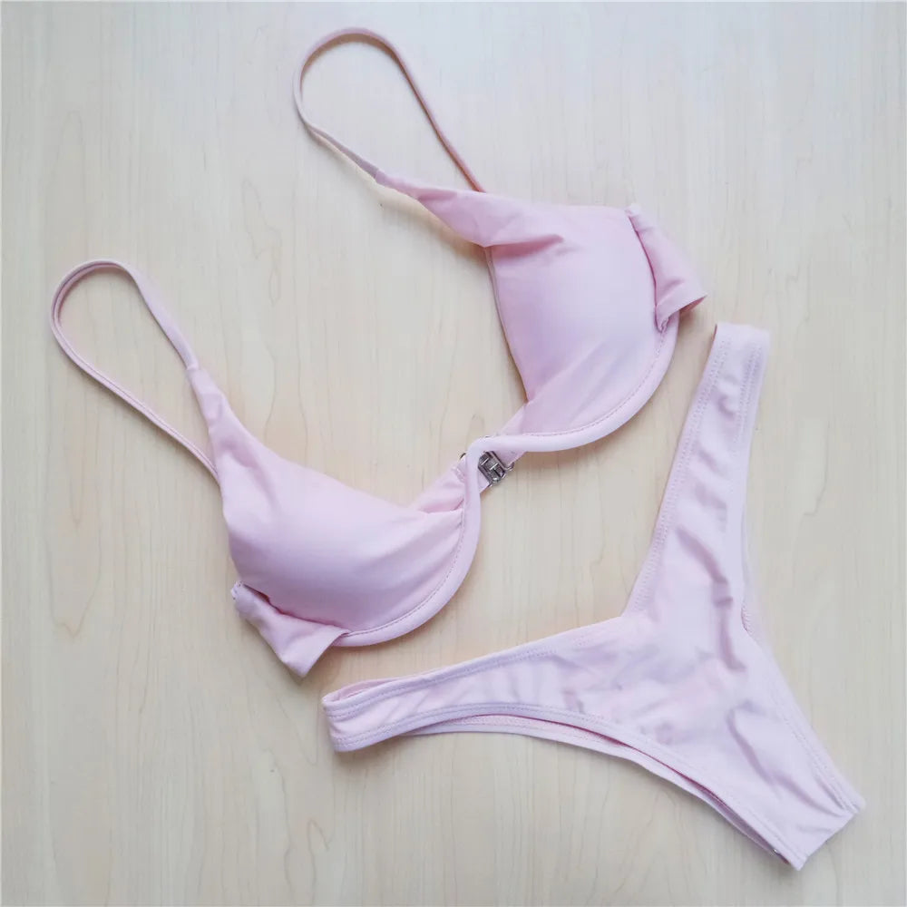 S - XL V-bar Bügel Bikini Weiblichen Badeanzug Frauen Bademode Zwei-stück V-form Draht Bikini set Badende Badeanzug Schwimmen V439