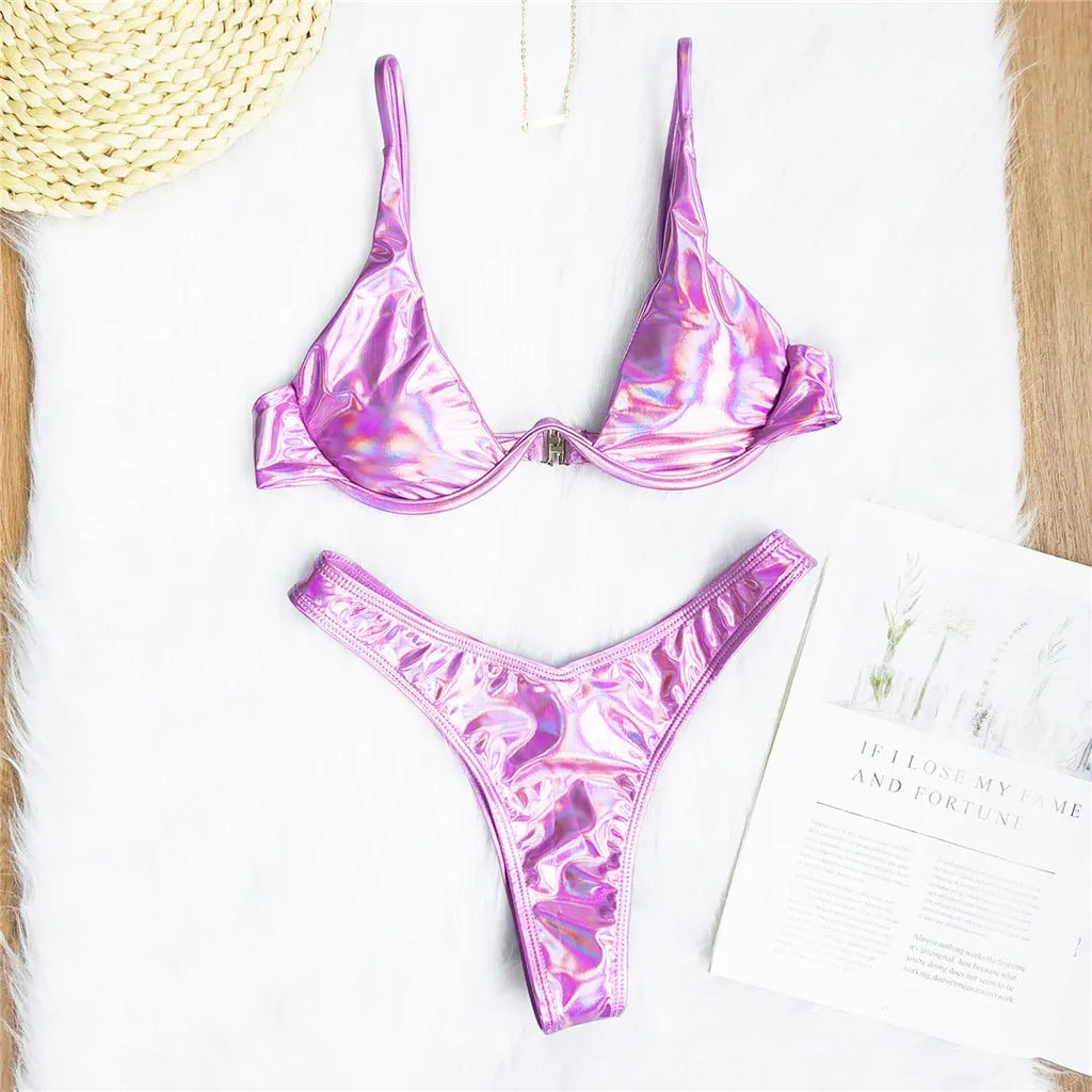 S - XL V-bar Bügel Bikini Weiblichen Badeanzug Frauen Bademode Zwei-stück V-form Draht Bikini set Badende Badeanzug Schwimmen V439