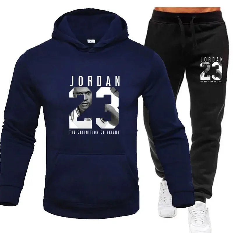 Der Sweatshirt-Hoodie ist ein Herren-Set für den Frühling 2025, ein Damen-Set für Damen-Sportbekleidung mit Kapuzenpullover und Jogginghose