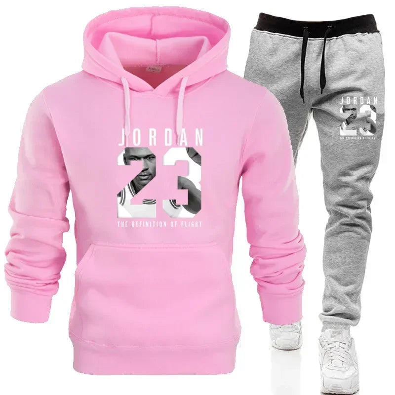 Der Sweatshirt-Hoodie ist ein Herren-Set für den Frühling 2025, ein Damen-Set für Damen-Sportbekleidung mit Kapuzenpullover und Jogginghose