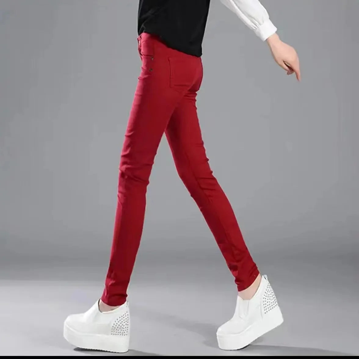 Dame mode lässig bleistift hose schwarz weiß zerrissene dünne hosen gemischt baumwolle loch dünne leggings mit tasche gefaltete hosen