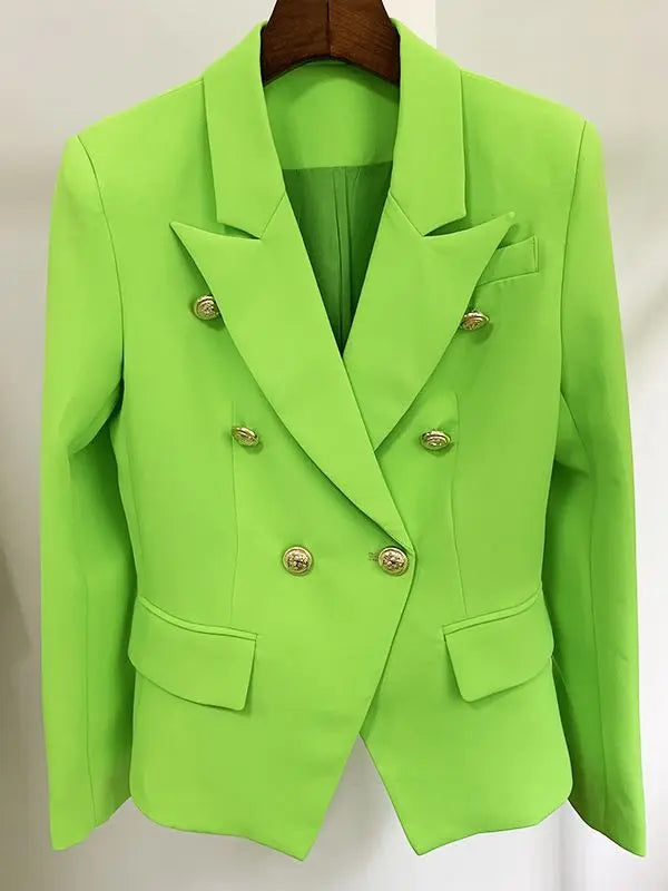 HÖCHSTE QUALITÄT Neue Mode 2026 Designer-Jacke Damen Klassischer Doppelreihiger Blazer mit Metall-Löwenknöpfen Größe S-5XL