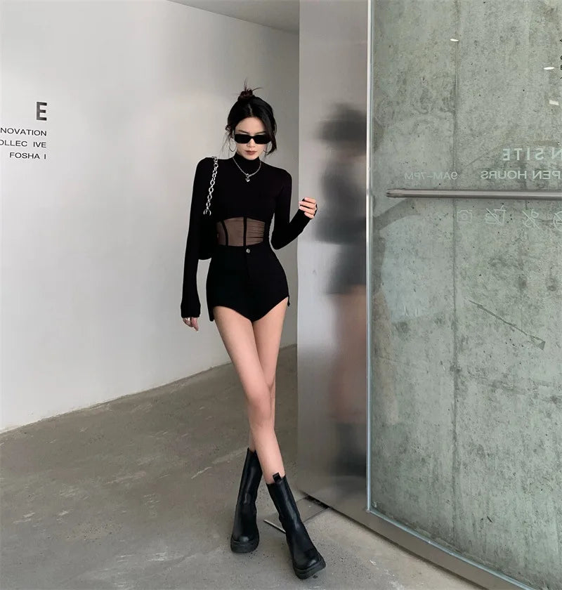 Sommer Frauen T-Shirt Frau Kleidung Langarm Tops Frühling schwarz schlanke T-Shirt weibliche Ernte Top T-Shirt sexy dünn y2k