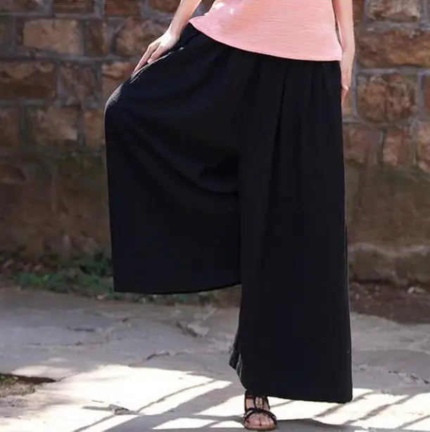 2026 Frühjahrsmode Baumwoll-Weite-Hose Übergröße Damen Locker Lässige Baumwoll-Leinen-Hose Herbst Vintage Lange Hose
