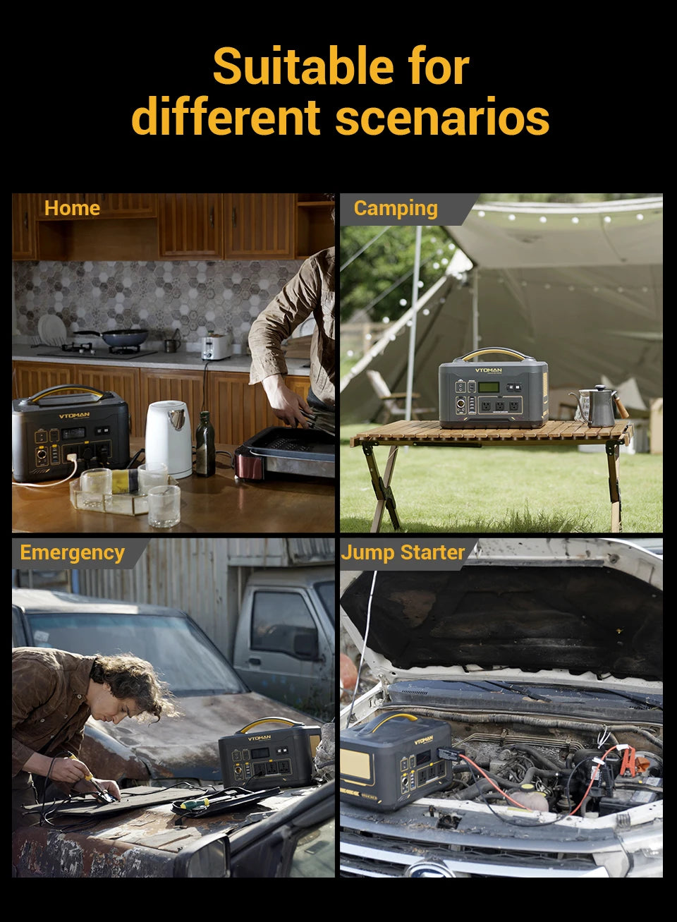 VTOMAN JUMP 1500X Tragbares Kraftwerk Camping LiFePO4-Batterie 828 Wh 1500 W AC-Steckdosen Solargenerator für Zuhause, Wohnmobil, Outdoor
