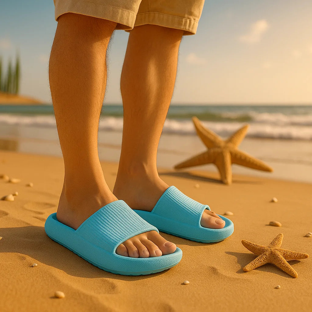 EVA-Strandpantoffeln mit dicker Sohle, 4 cm, wolkenartiger Komfort, Heimgebrauch, Paar, höhenvergrößernde, einfarbige Sommersandalen für den Innenbereich
