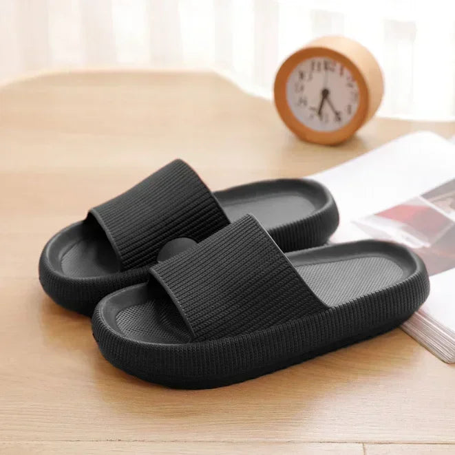 EVA-Strandpantoffeln mit dicker Sohle, 4 cm, wolkenartiger Komfort, Heimgebrauch, Paar, höhenvergrößernde, einfarbige Sommersandalen für den Innenbereich