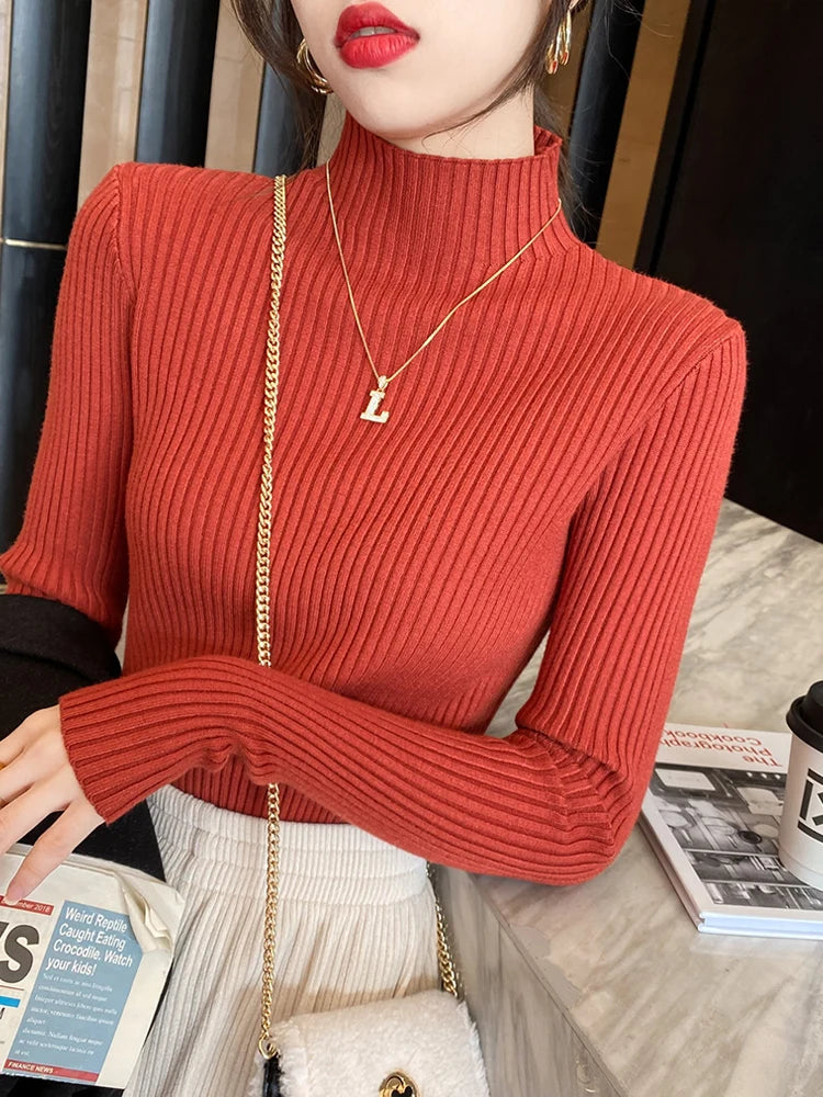 Zjaiss Frauen Pullover 2026 Dick Gestrickte Rollkragenpullover Neue Langarm Weiß Warme Pullover Frauen Solide Vielseitige Tops
