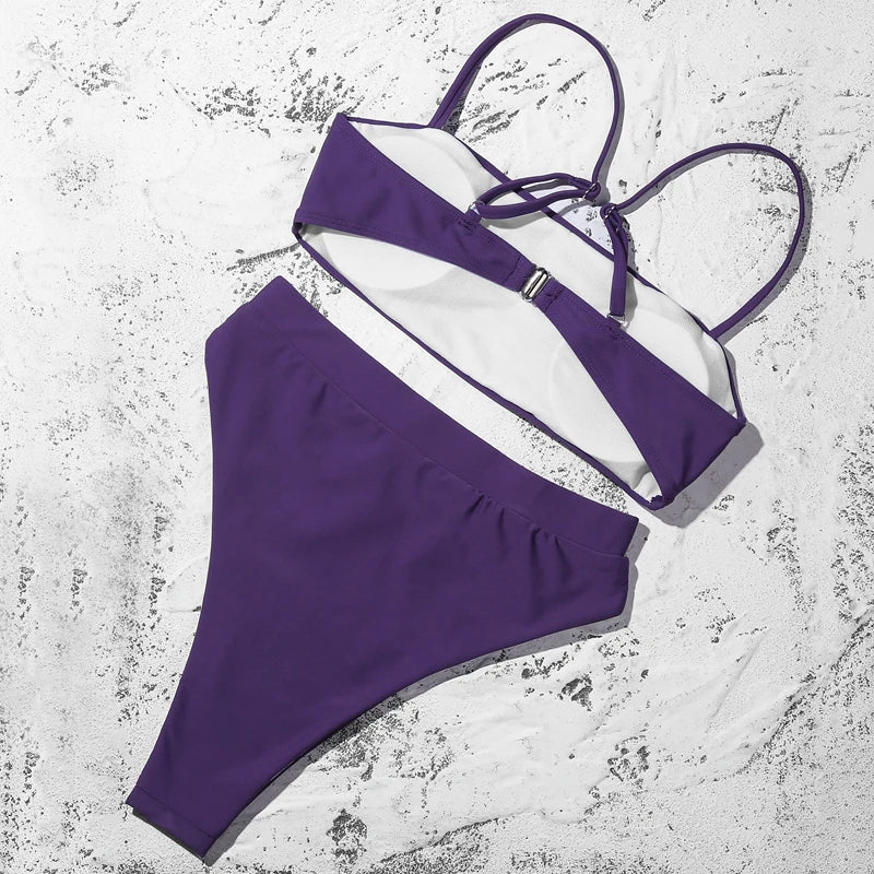 ZTVitality Sexy Bikinis Solide Push Up Bikini Biquini Mujer 2021 Heißer Verkauf Gepolsterte Bh Riemen Hohe Taille Badeanzug Bademode Frauen Druck Biquini S-XL