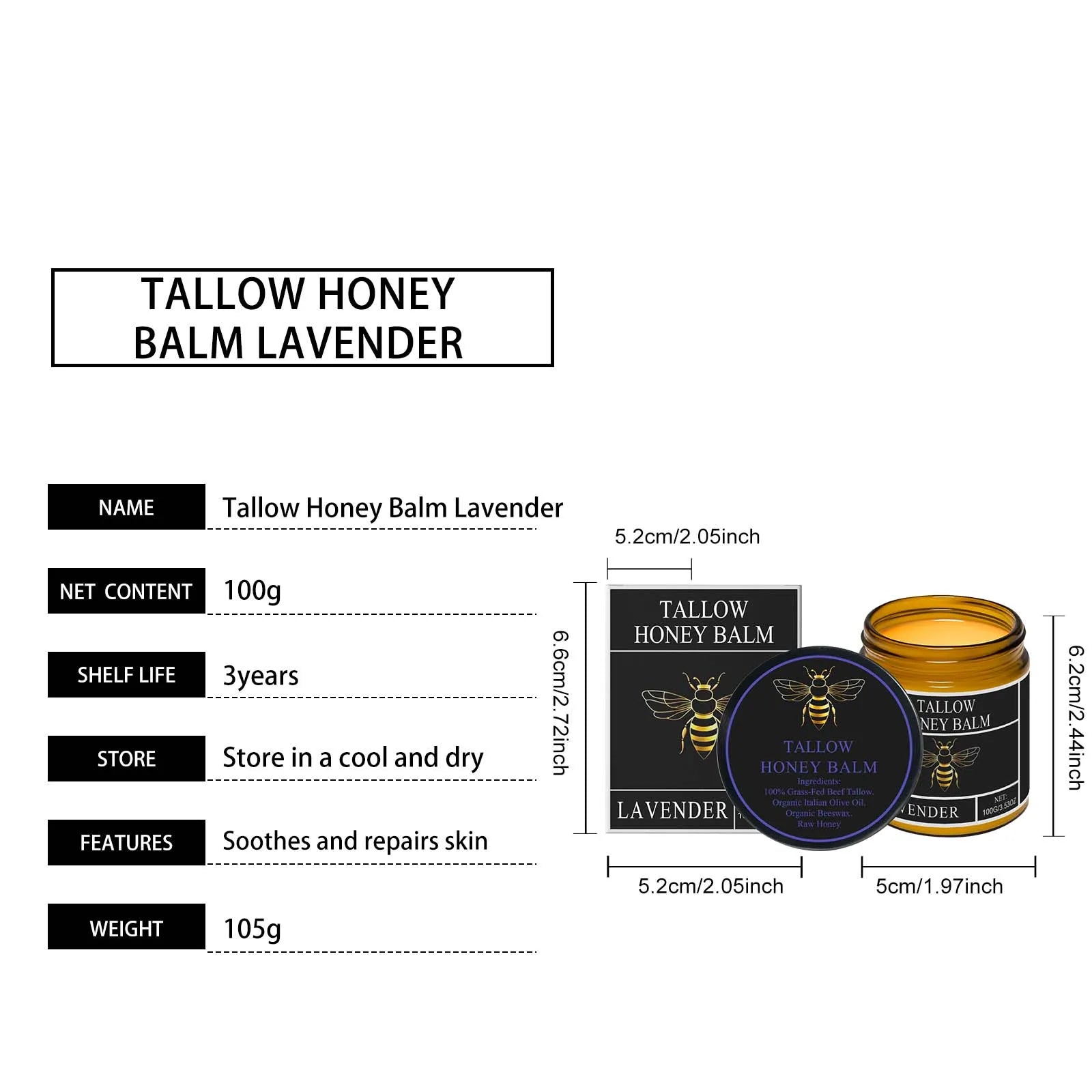 Tallow Honey Cream Glow Feuchtigkeitsspendende Haut Verbessert die Elastizität Weiches Bleichen Verbessert Stumpfheit Straffende Feuchtigkeitslotion für Gesicht und Körper