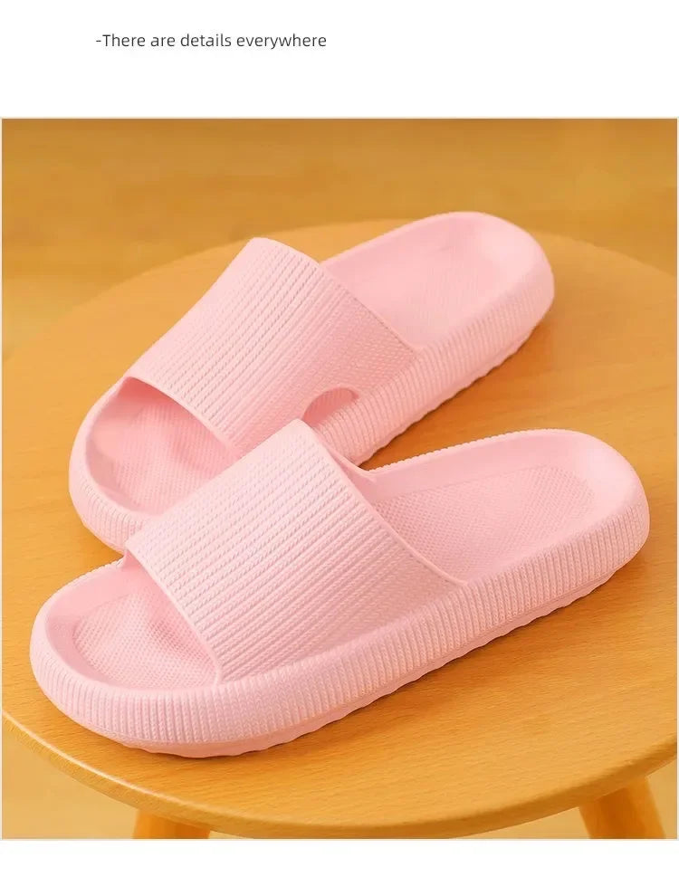 EVA-Strandpantoffeln mit dicker Sohle, 4 cm, wolkenartiger Komfort, Heimgebrauch, Paar, höhenvergrößernde, einfarbige Sommersandalen für den Innenbereich