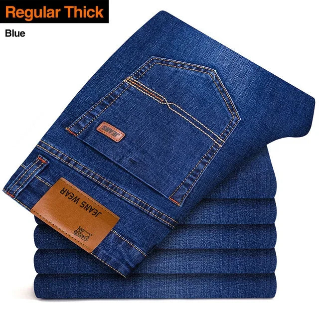 Herrenmode Business Jeans Klassischer Stil Casual Stretch Slim Jean Hosen Männliche Marke Denim Hosen Schwarz Blau