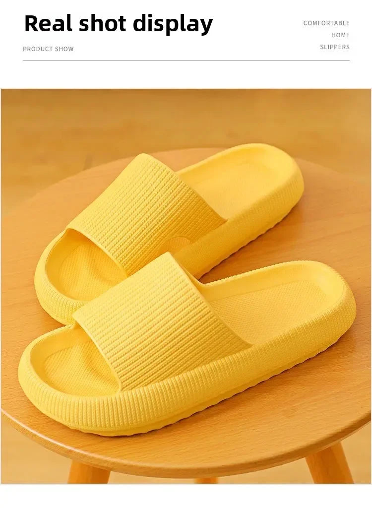 EVA-Strandpantoffeln mit dicker Sohle, 4 cm, wolkenartiger Komfort, Heimgebrauch, Paar, höhenvergrößernde, einfarbige Sommersandalen für den Innenbereich