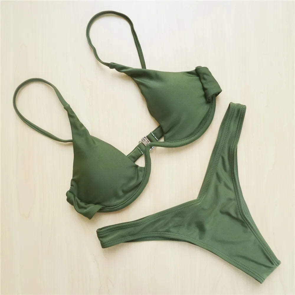 S - XL V-bar Bügel Bikini Weiblichen Badeanzug Frauen Bademode Zwei-stück V-form Draht Bikini set Badende Badeanzug Schwimmen V439