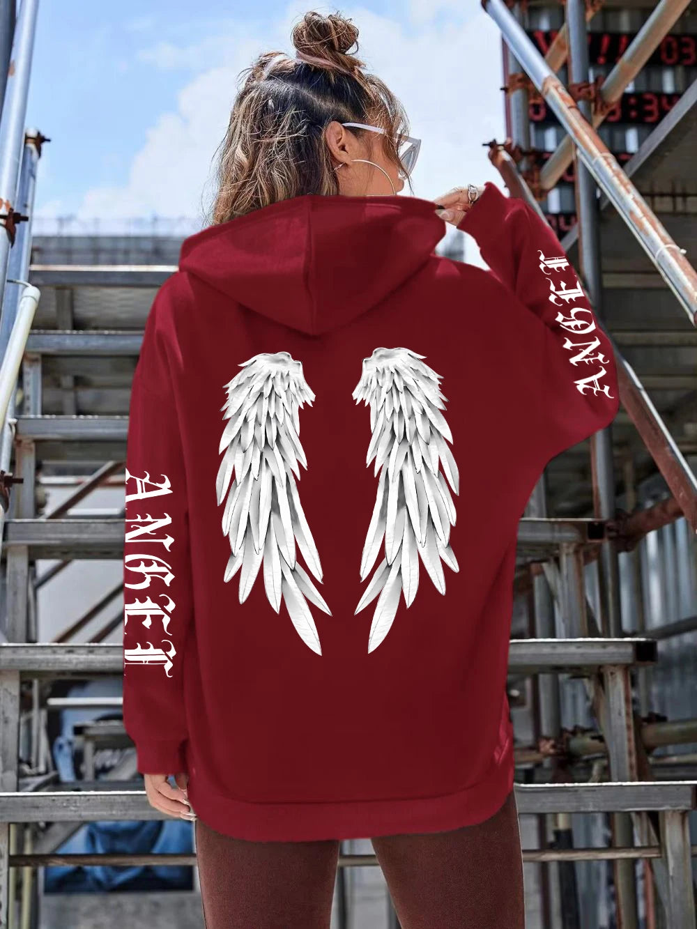 Schöne Engelsflügel bedruckte Hoodies für Damen, warm, bequem, lässig, Kapuzenpullover, modisch, klassisch, locker, originelle Basic-Kleidung