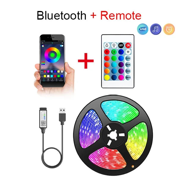 Bluetooth LED Streifen Lichter Smart SMD 5050 APP Fernbedienung Flexible Band Diode Lampe Band TV Hintergrundbeleuchtung Spiel Zimmer Wohnkultur