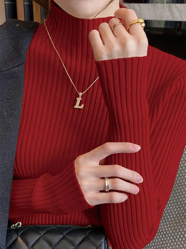 Zjaiss Frauen Pullover 2026 Dick Gestrickte Rollkragenpullover Neue Langarm Weiß Warme Pullover Frauen Solide Vielseitige Tops