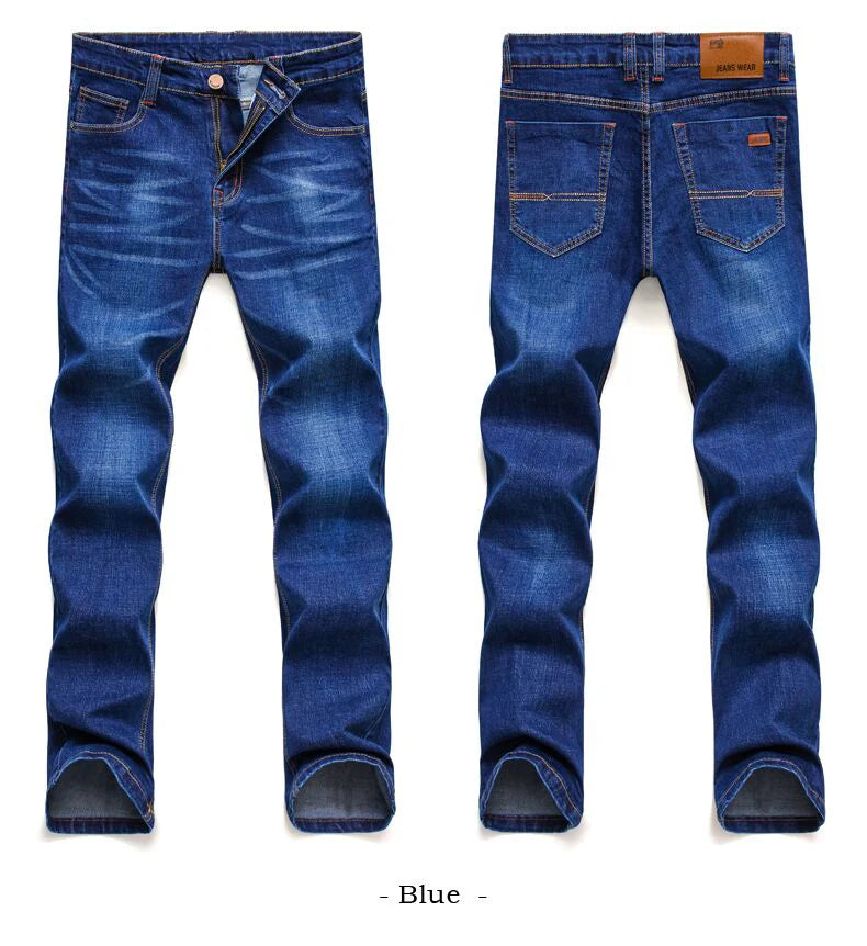 Herrenmode Business Jeans Klassischer Stil Casual Stretch Slim Jean Hosen Männliche Marke Denim Hosen Schwarz Blau