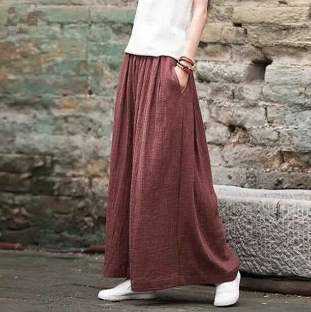 2026 Frühjahrsmode Baumwoll-Weite-Hose Übergröße Damen Locker Lässige Baumwoll-Leinen-Hose Herbst Vintage Lange Hose