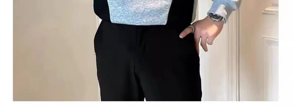 Gespleißtes Sweatshirt Herren Frühling Herbst Neues Rundhals-Langarm-Bottom-Shirt T-Shirt Trendy Casual Top Hoodies