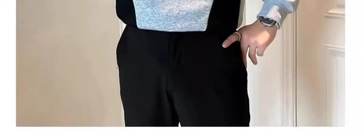 Gespleißtes Sweatshirt Herren Frühling Herbst Neues Rundhals-Langarm-Bottom-Shirt T-Shirt Trendy Casual Top Hoodies