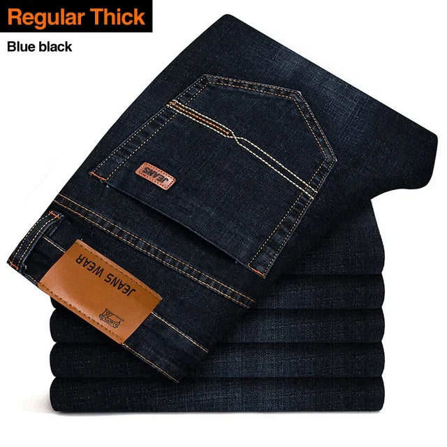 Herrenmode Business Jeans Klassischer Stil Casual Stretch Slim Jean Hosen Männliche Marke Denim Hosen Schwarz Blau