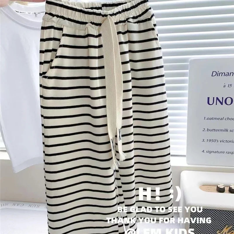 Sommer Mädchen T-Shirt Kleidungssets Kinder Kurzarm-Tops+Gestreifte Hosen 2-teilige Anzüge Mode Lässige Outfits Kinderkleidung 1-8 Jahre