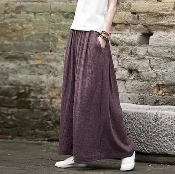 2026 Frühjahrsmode Baumwoll-Weite-Hose Übergröße Damen Locker Lässige Baumwoll-Leinen-Hose Herbst Vintage Lange Hose