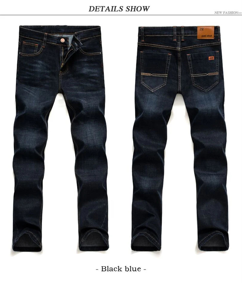 Herrenmode Business Jeans Klassischer Stil Casual Stretch Slim Jean Hosen Männliche Marke Denim Hosen Schwarz Blau