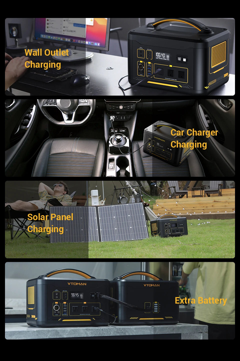 VTOMAN JUMP 1500X Tragbares Kraftwerk Camping LiFePO4-Batterie 828 Wh 1500 W AC-Steckdosen Solargenerator für Zuhause, Wohnmobil, Outdoor