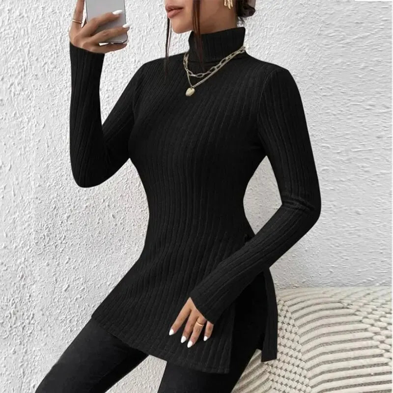 Damen Herbst-und Winter pullover mit hohem Hals unterteil