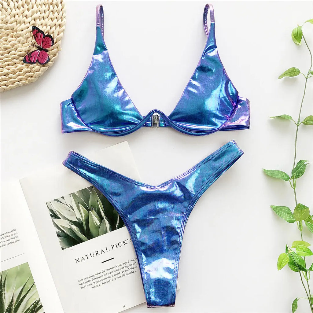 S - XL V-bar Bügel Bikini Weiblichen Badeanzug Frauen Bademode Zwei-stück V-form Draht Bikini set Badende Badeanzug Schwimmen V439